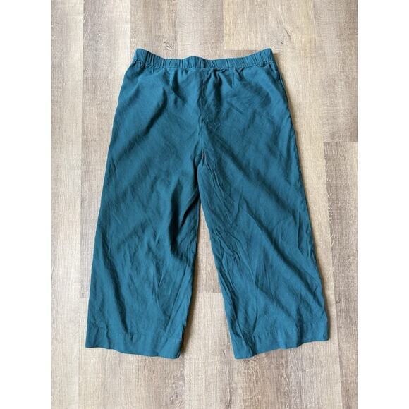 J Jill Linen Wide Leg Crop Pants Women’s Green Teal Color Linen Blend Size Large - Picture 2 of 9